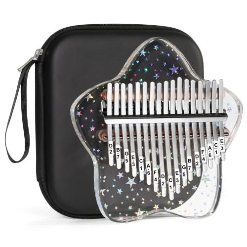 

Beveetio Clear Kalimba Thumb Piano with EVA Protective Case, Transparent Crystal Kalimba 17 Keys, Musical Instrument Gift, Rainbow Star Finger Piano,