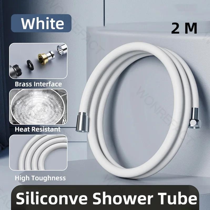 Shower Head Hose Used High Toughness Design Bathroom Silicone Shower Tube Bend Arbitrarily Hose Explosion Proof Anti Winding