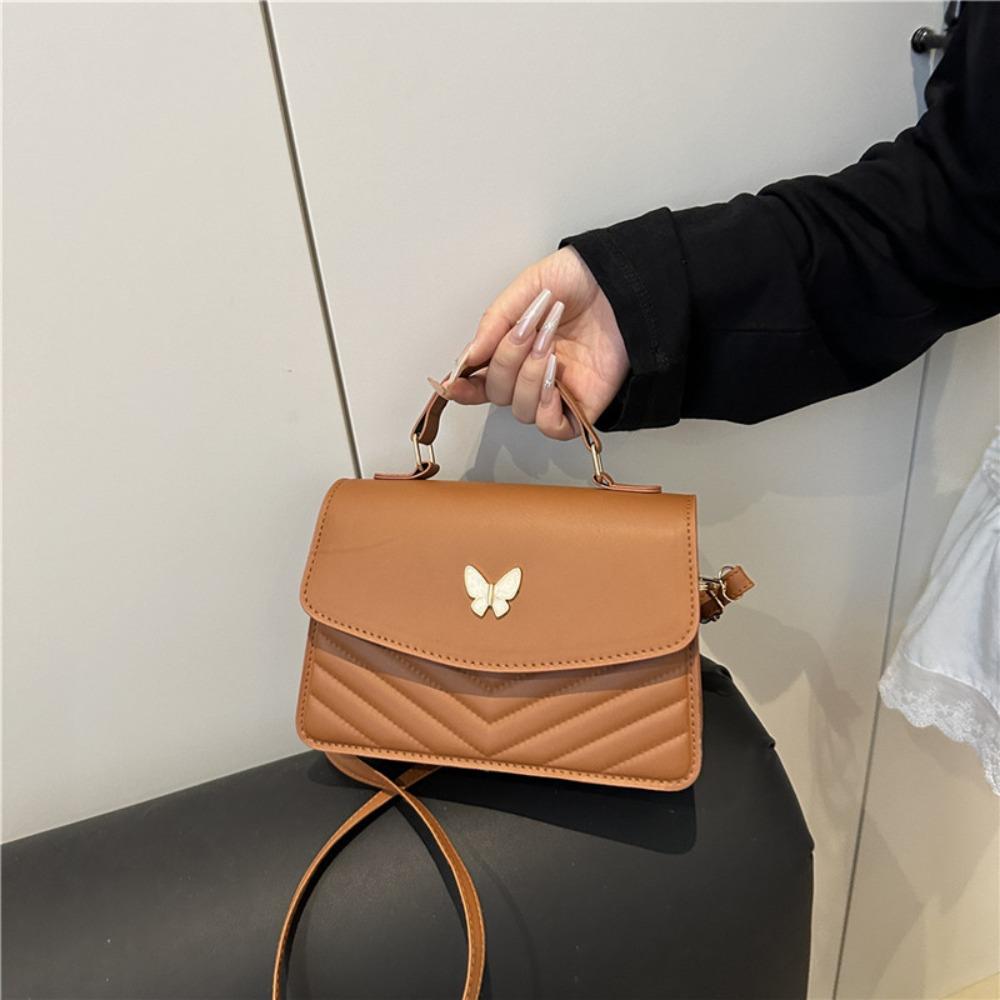 Fashion Pure Color Women's Handbag PU Large Capacity Crossbody Bag Square Bag