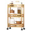 4 Tier Slim Storage Cart of High Mountain Solid Bamboo Kitchen Organizer Slide Out Mobile Storage Cart Rolling Pantry