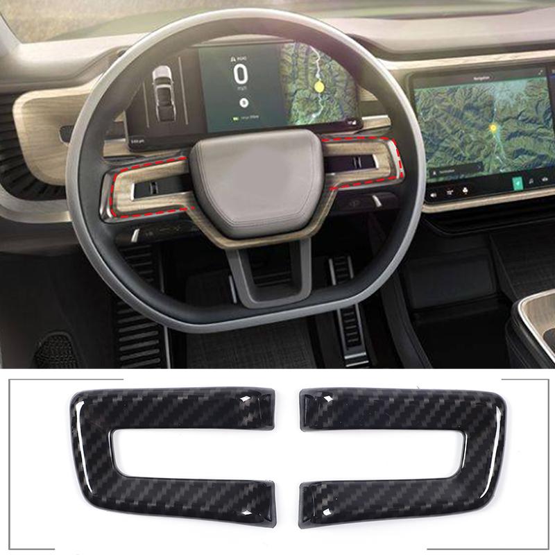 

For Rivian R1T R1S ABS Carbon Fiber Car Styling Steering Wheel Buttons Decoration Frame Cover Trim Auto Interior Accessories