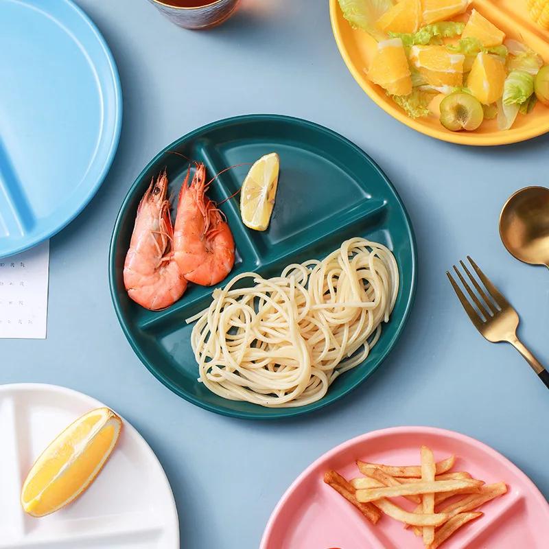 For One Person Ceramic Grid Plate Snack  Internet Celebrity Ins Children's Baby  Onion Ginger Garlic Multi-part Tray
