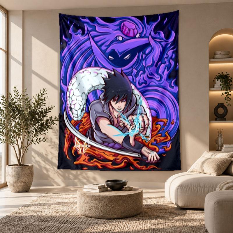 Decorative Tapestry,Sasuke Uchiha Printed Wall Art, Lightweight Wall Hanging For Bedroom Background