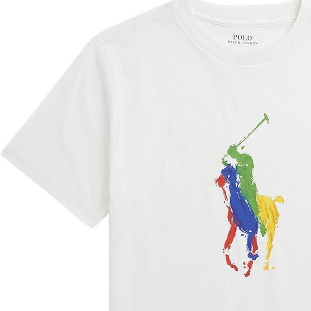 Polo Ralph Lauren T-Shirt Colorful Logo Print Crew Neck Straight Cut Short Sleeve Kids Tops White 323925614-001