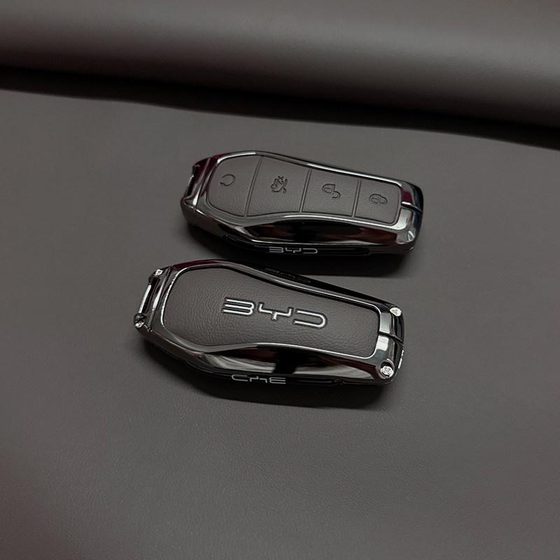 

Car Zinc Alloy Leather Key Case Holder Cover Chain For BYD Song Plus Atto 3 Han EV Tang DM Qin Seal Dolphin Yuan Accessories