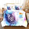 3D Cute Wolves Cat Dog Print Bedding Set Cute Duvet Quilt Cover Wild Animal Tribal Bed Cover With Pillowcases Custom Bed Linen