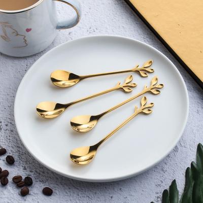 6 Stück Edelstahl Gold Kaffeelöffel Teelöffel Souvenirlöffel Dessertgeschirr Küchengeschenke Besteckset Dekoration CJCC03