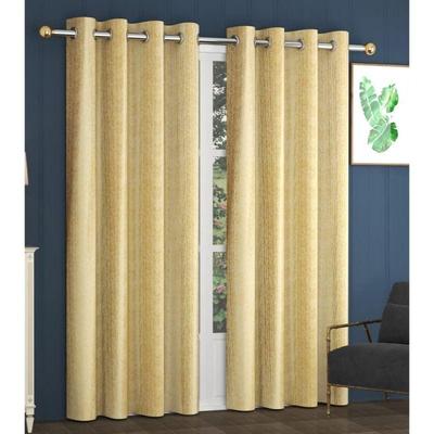Set of 2 Piece Heavy Quality Polyester Texture Design Cream Color Eyelet Window Curtains