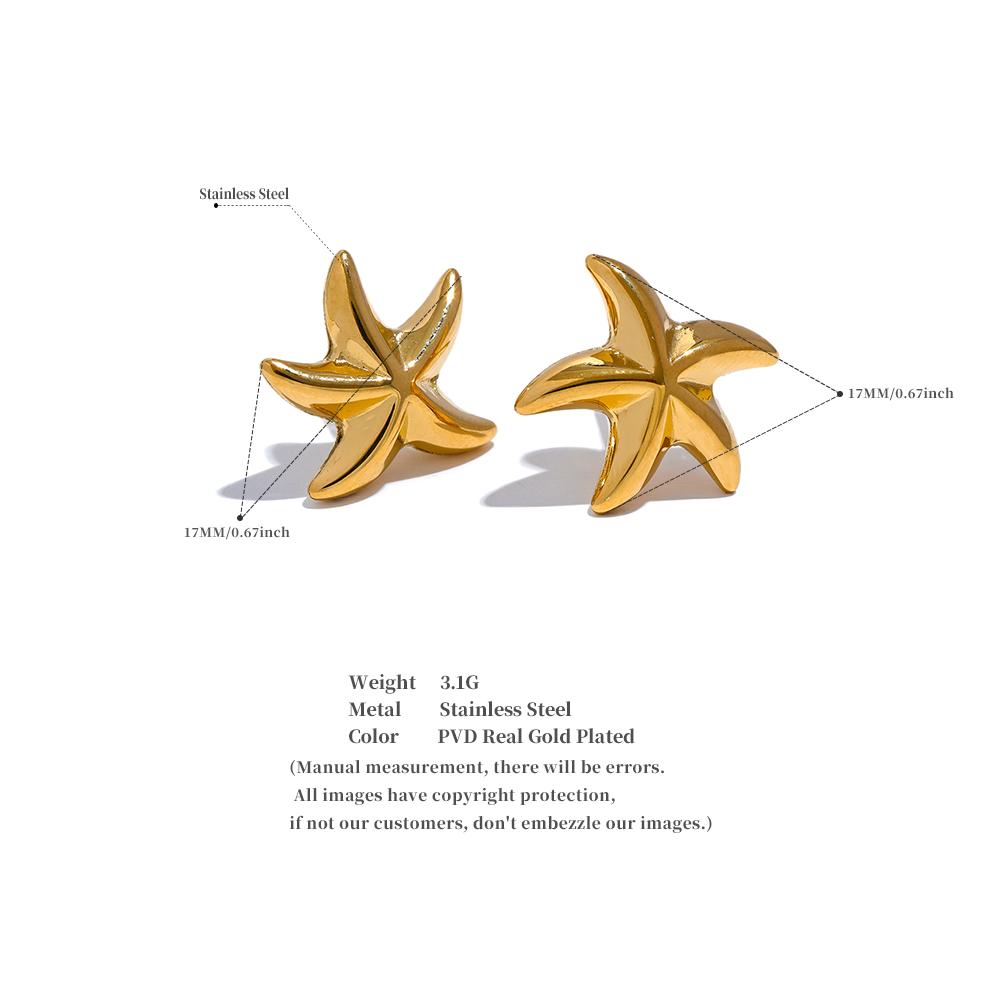 Eetit водонепроницаемые металлические серьги-гвоздики в виде морской звезды — фото 3