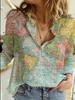 2021 European & American Map Print Long Sleeve Women's Shirt