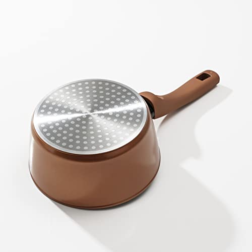 PEARL METAL VISIONS 16cm Saucepan with Glass Lid, Induction Compatible, Gold Coating, CP-8807