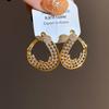 Real gold electroplated zircon flower ear buckle European and American retro fashion temperament earrings light luxury high-end earrings women