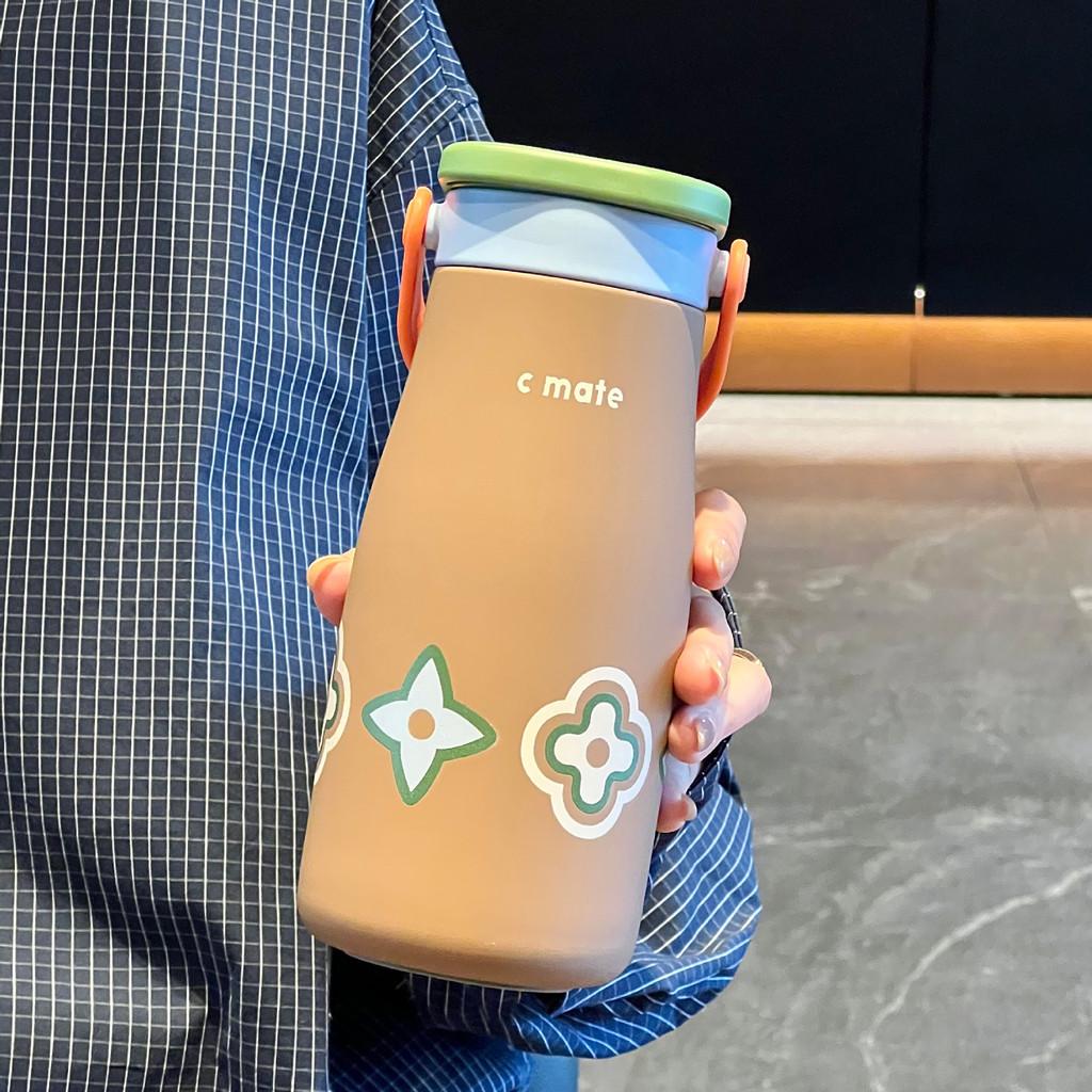 Letter Dog Cartoon Pattern Insulated Mug Portable Cup For Students And Commuters