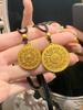 Retro Gold Flower Silk Fu Character Compass Pendant Necklace