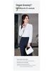 Women's Wrinkle-Resistant Chiffon V-Neck Long-Sleeve Shirt - Collarless White Workwear Top for Autumn