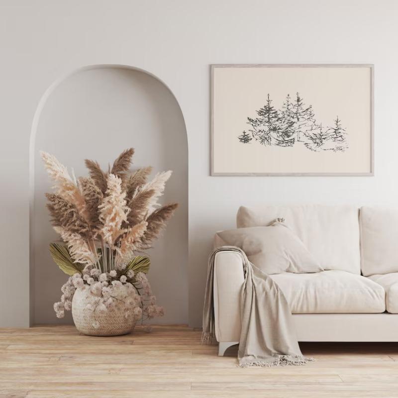 Vintage Antique Christmas Wreath Pine Tree Forest Winter Sketch Poster Canvas Painting Wall Art Pictures Home Interior Decor