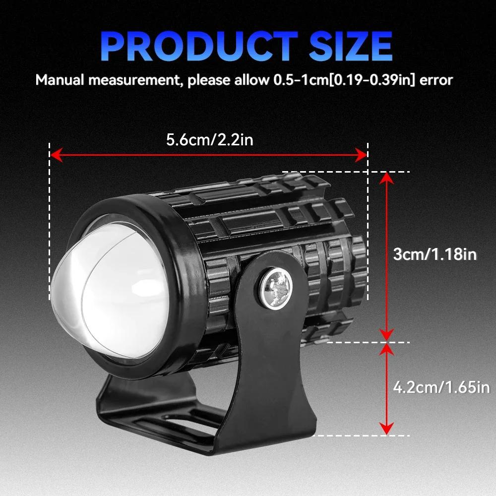Universal Motorcycle LED Headlight Projector Lens Dual Color ATV Scooter Driving Lamp Fog Light Auxiliary Spotlight Lamp