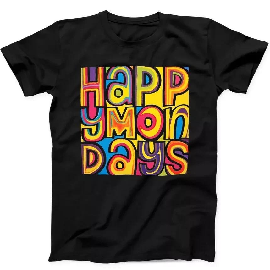 

Happy Mondays Дизайн Новый Альтернативный Инди Музыка Подарок Черная Футболка Все Размеры Унисекс Футболка XL