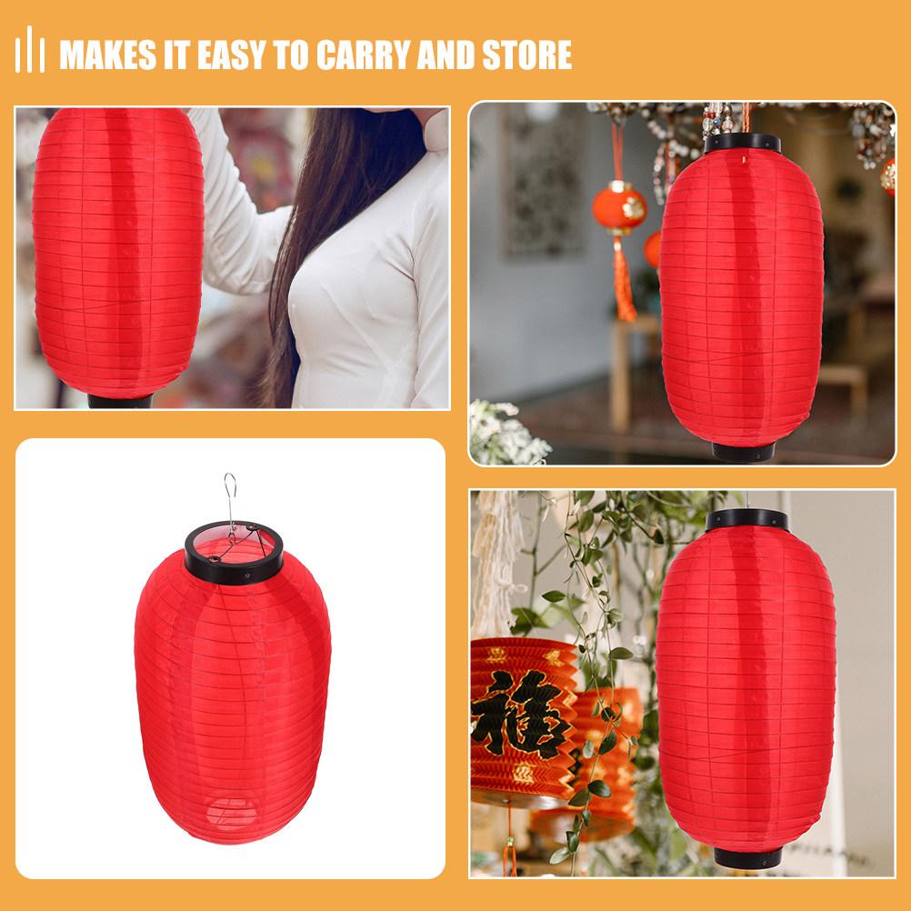 4Pcs Traditional Japanese Lanterns Silk Fabric Waterproof Foldable Hanging Light Fixture for Wedding Party Sushi Bar Outdoor