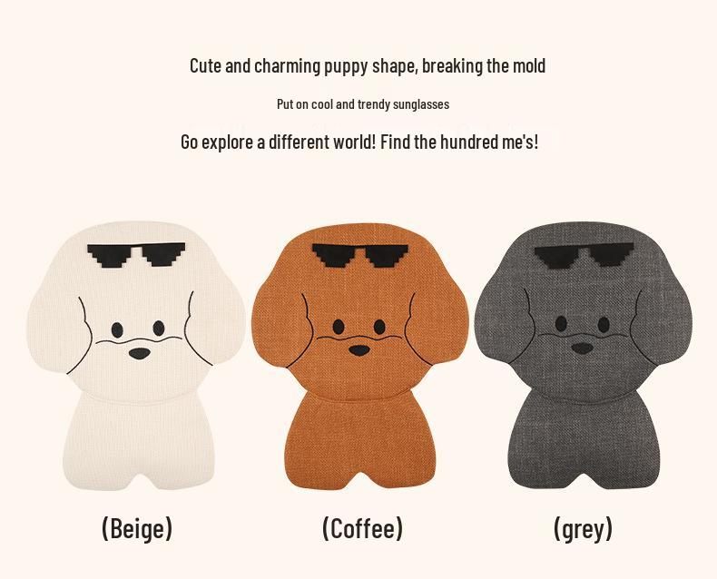Puppy Cartoon Sunglasses Car Seat Cushion for Kia Models, All-Season Cotton Linen