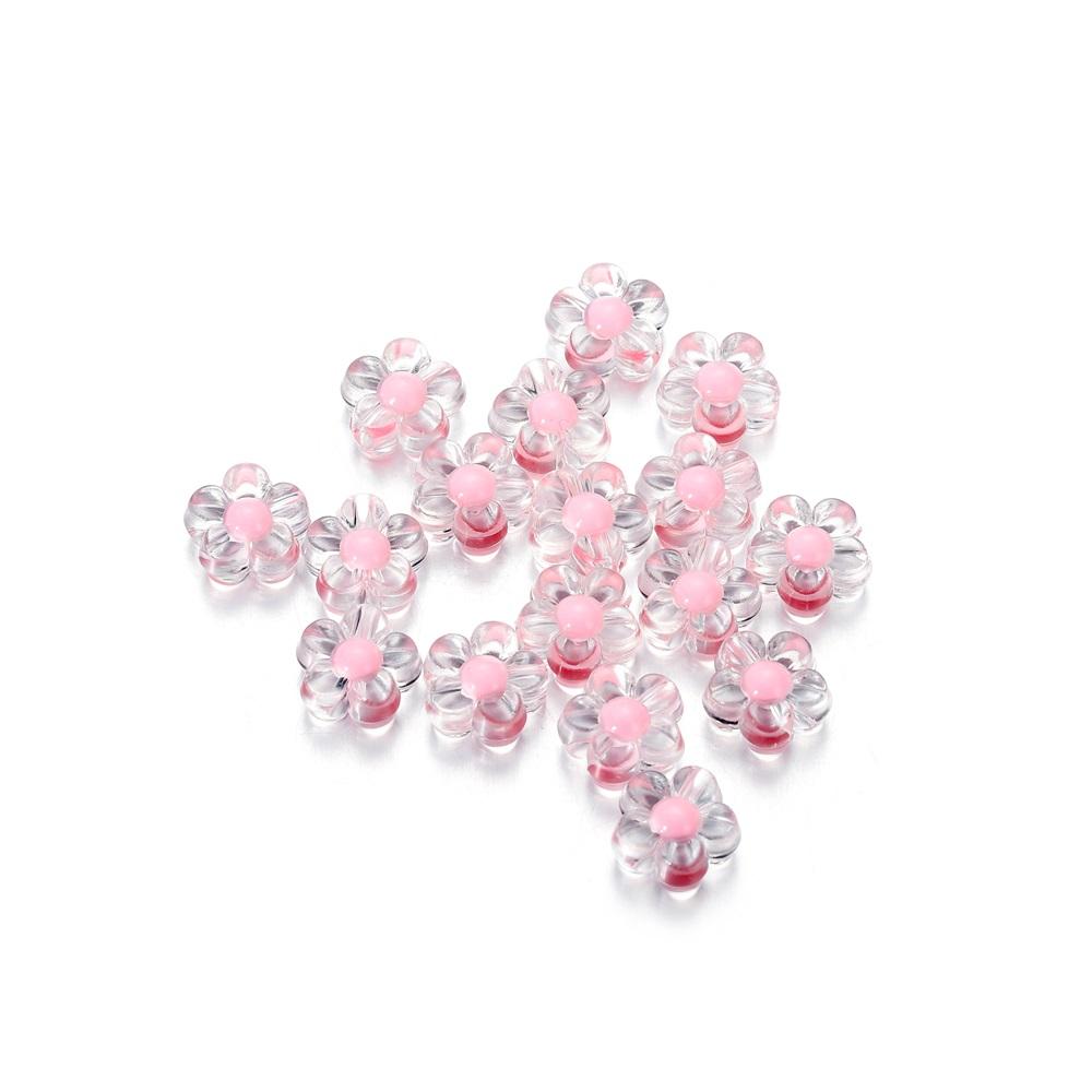 50pcs/Lot Colorful Transparent Acrylic Flower Beads Spacer Loose Beads for DIY Bracelet Necklace Jewelry Making Accessories