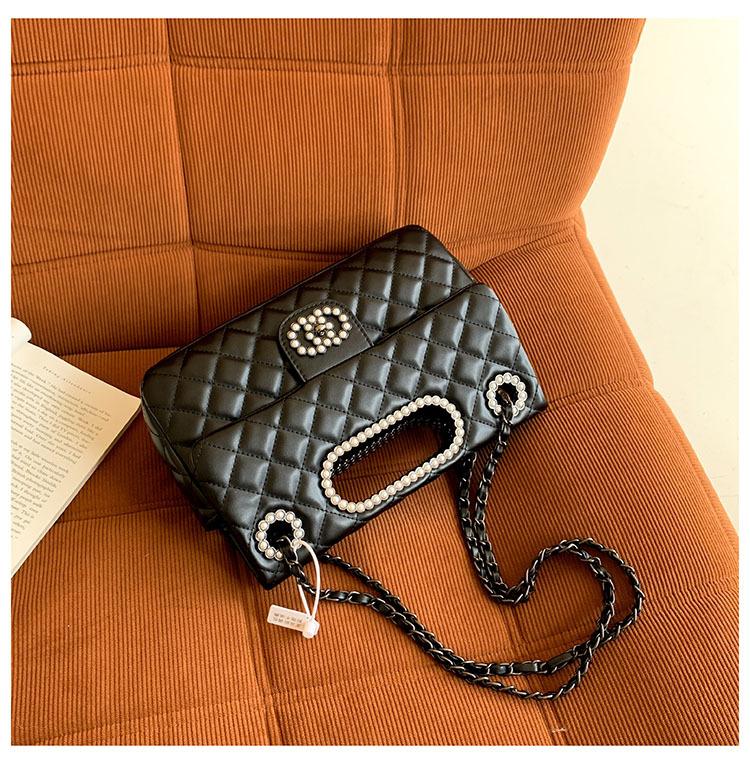 Xiaoxiangfeng pearl wrist new portable shoulder trendy fashion versatile underarm bag embroidery thread diamond grid