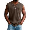 Men's Summer Solid Color Pocket Sports Buttons Vest Men's Sports Casual Vest