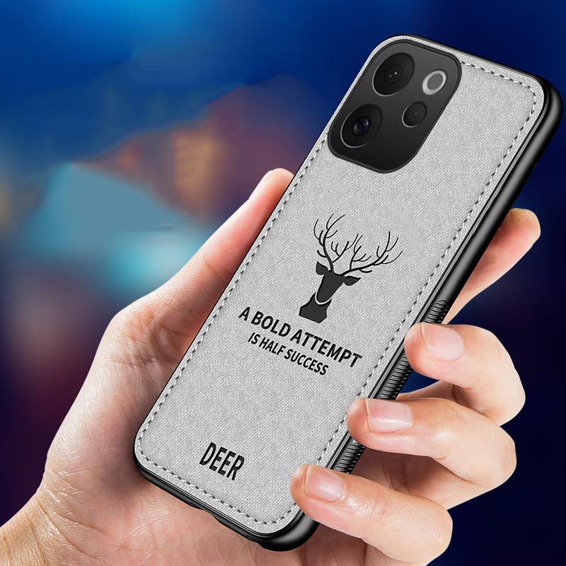 For Vivo X300 X300 Pro X200 FE Case Luxuy Brand Cloth Texture Deer Fabric Jeans Elk Cover for Vivo V70 Phone Casing