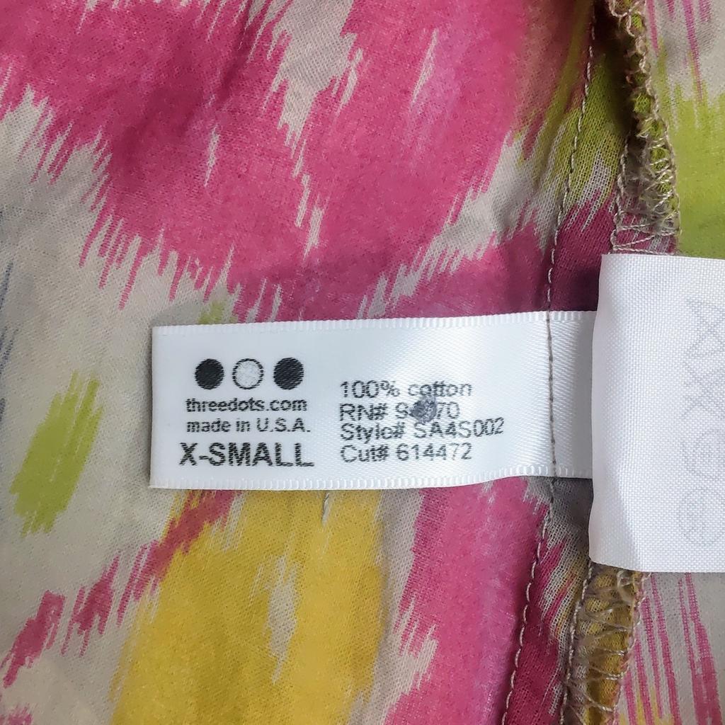 Excellent Condition USA three dots 3/4 Sleeve Dress XS Women Knee-Length Multicolor Sheer(USED)