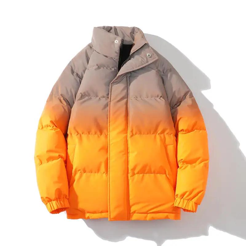Mens Winter Cotton Padded Jackets Coats Men Orange Bright Color Bomber Jacket Men Windbreaker Thick Warm Male Outerwear Parkas