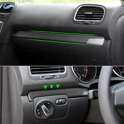 Car Accessories Carbon Fiber Pattern Interior Center Console Dashboard Panel Strips Cover Trim For VW Golf 6 MK6 GTI
