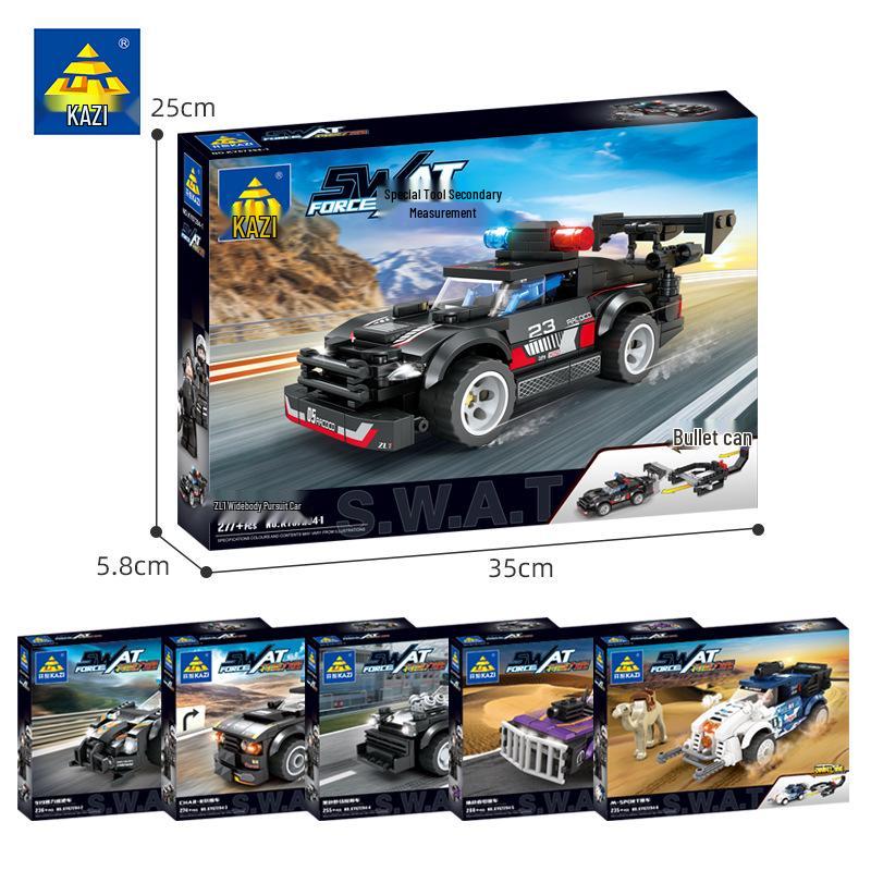 Kai Zhi Police Building Blocks: Children s DIY Educational Assembly Toy Set with Car Launcher. Box size: 35*5.8*25 cm