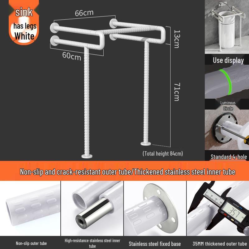 Anti-Slip Safety Handrail for Elderly and Disabled - Stainless Steel Bathroom Support