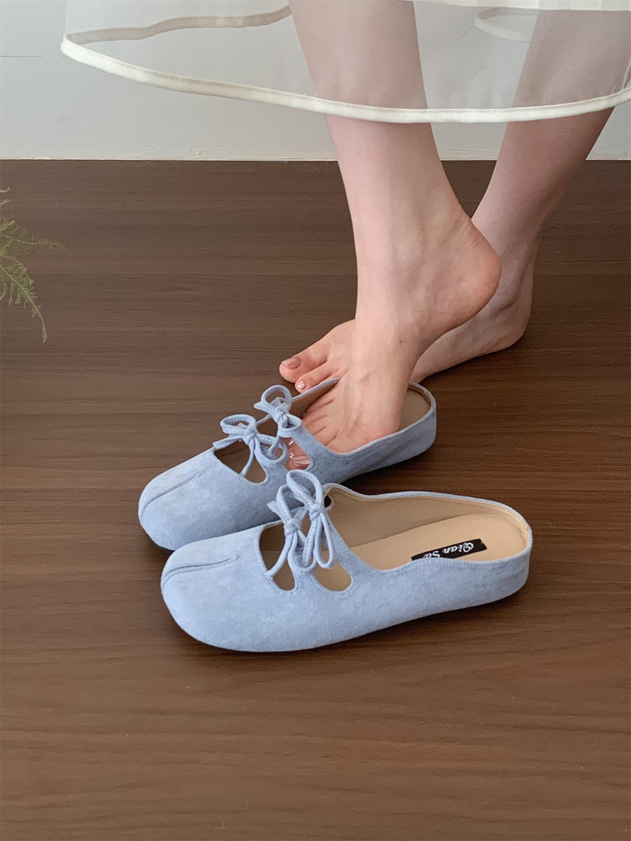 

Внутренние увеличивающие рост туфли свиные ножки с подноском, полутапочки с сумкой на голове, женские туфли, новинка 2025 года, балетки Мэри Джейн, одинарные туфли 35 синий