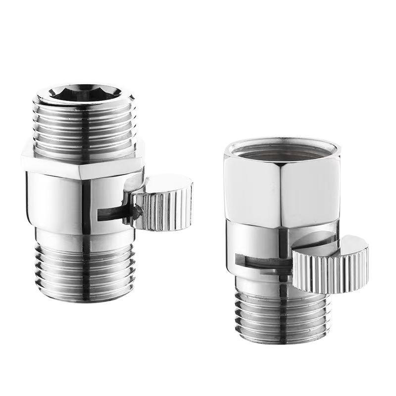 

100% Brass Flow Control Valve Water Pressure Reducing Controller Hand Held Sprayer Head Shut Off Stop Switch For Shower Supply Silver