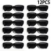 12PCS Vintage Black Square Sunglasses Woman Luxury Brand Small Rectangle Sun Glasses Female Gradient Clear Mirror