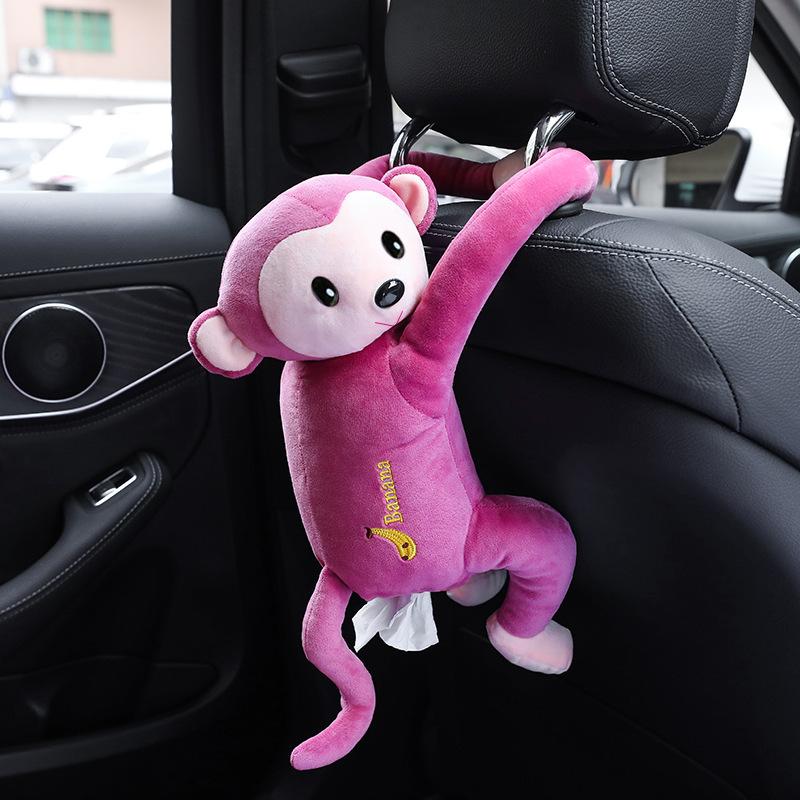 Creative Pippi Monkey Tissue Box Auto Supplies Tissue Pumping Hanging Car Seat Back Pumping Cartoon Cute