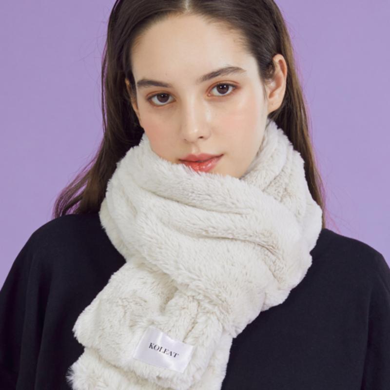 KOLEAT WOMEN Daily Warm Heating Fur Scarf [IVORY] Winter Muffler ver.