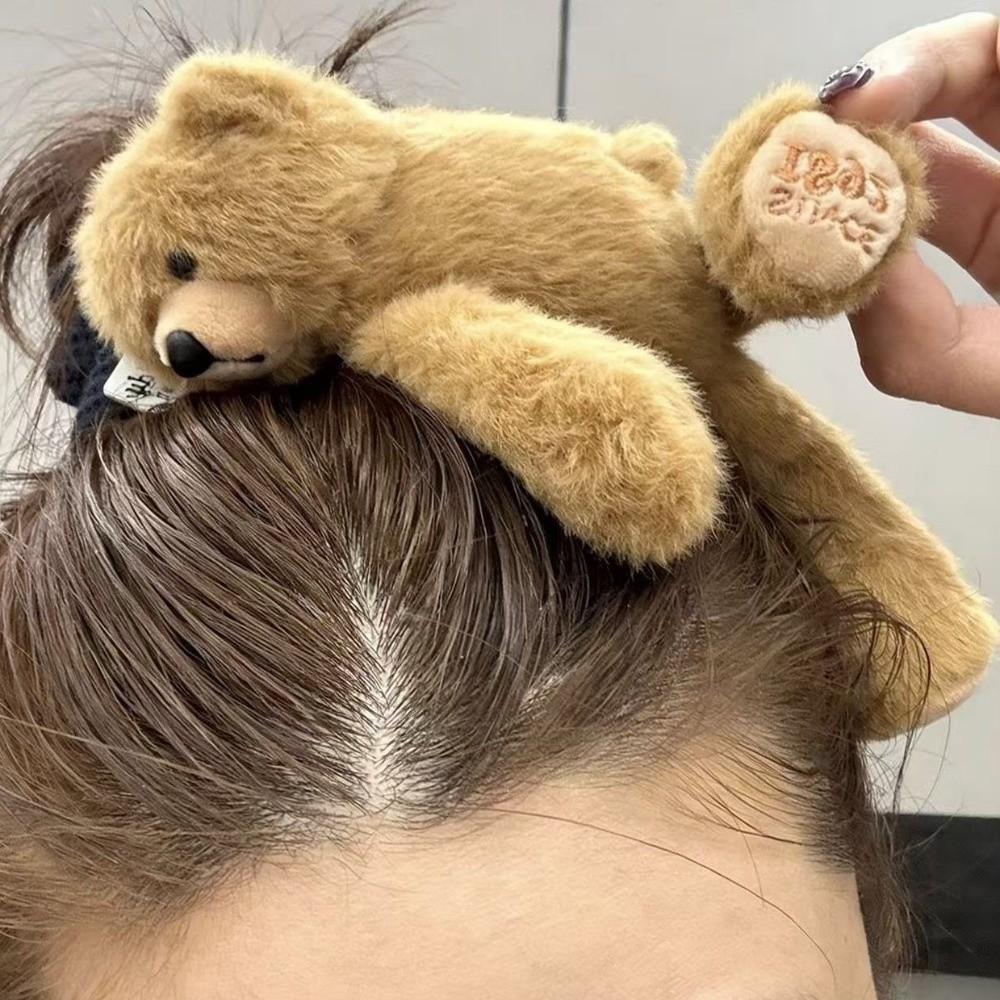 Elegant Bear Hair Clip Versatile Cute Hair Accessories Cartoon Plush Hair Claw Children's Hairpin