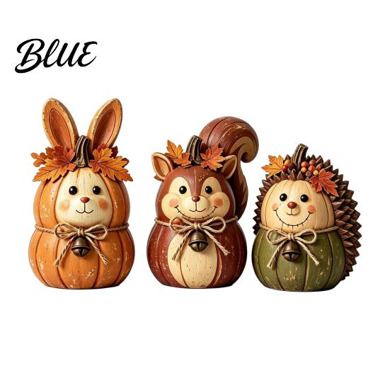 Country Style Thanksgiving Ornaments 3PCS Rustic Autumn Harvest Wooden Ornaments, Animal Designs Retro Vintage Distressed Wood Crafts Farmhouse