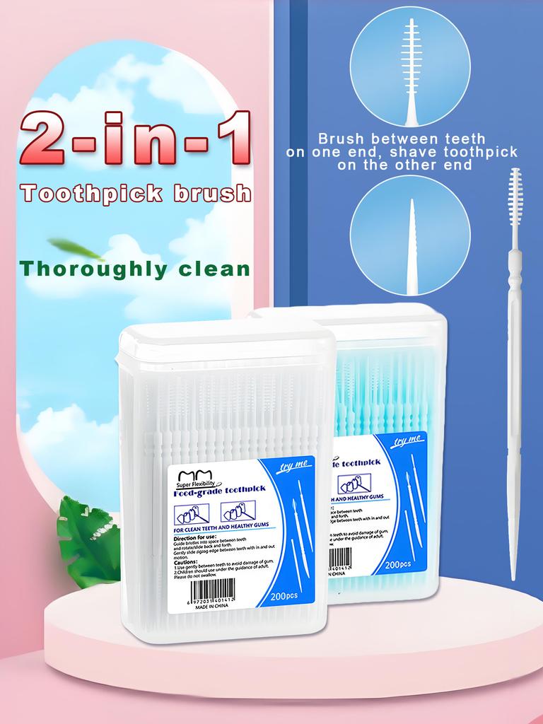 Interdental Brush Portable Travel Kit 200/400PCS disposable Mini Dental Picks Metal Wire Core Cleaner for Braces & Teeth Gaps