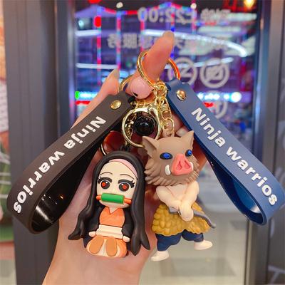 Anime Cartoon Ghost Extinguishing Blade Silicone Keychain Creative Doll Car Bag Pendant Pendant Keychain