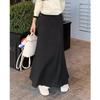 Women's High-Waist Gray Fishtail A-line Skirt – Elegant, Slimming Elastic Waist for Spring/Autumn
