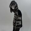 European and American street patchwork striped loose fashion hooded cardigan