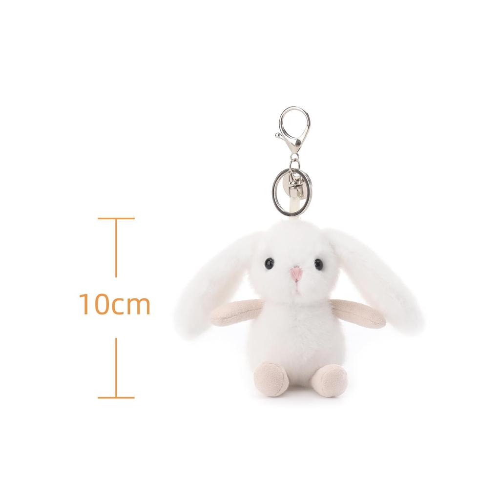 Apricot Lamb Summer Bunny Cute Soft Keychain Plush Toy, Perfect for Boys and Girls, Fits Kids Backpacks and Purses, 10cm