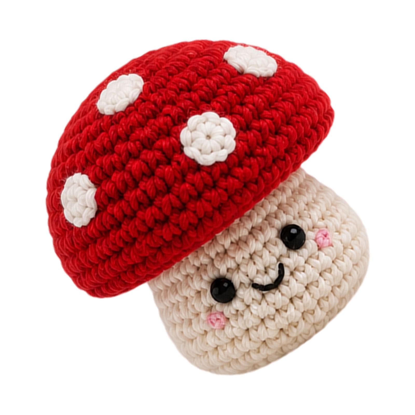 

Handmade Knitted Mushroom Soft Bean Bag Plush Toy Stuffed Animal Crochet Stuffed Beanbag for Beginners and Collectors