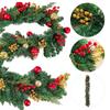 Christmas Garland with Pinecones Red Berries, Artificial Rattan for Xmas Tree Stairs, Door New Year Decoration