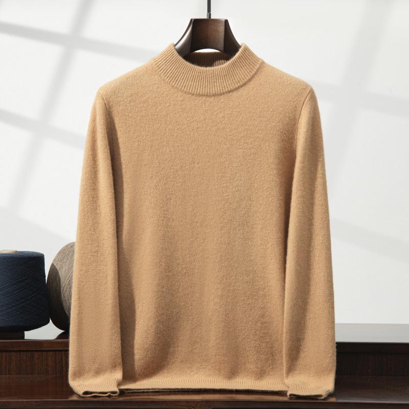 New thickened cashmere sweater semi-turtleneck sweater with cashmere bottoming knitted sweater