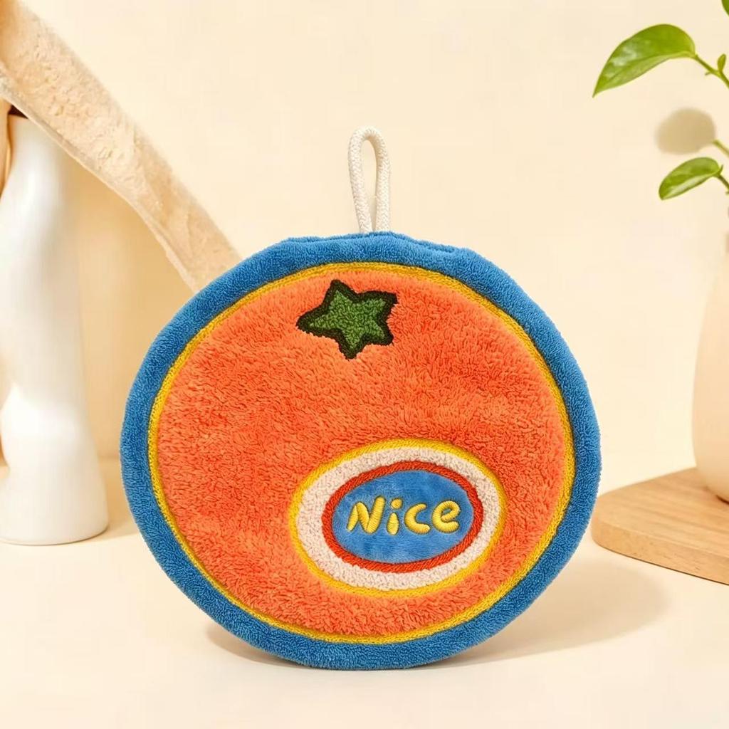 Children's Soft Coral Fleece Fruit Hand Towel - Absorbent, Thickened, and Hanging Kitchen Wipe