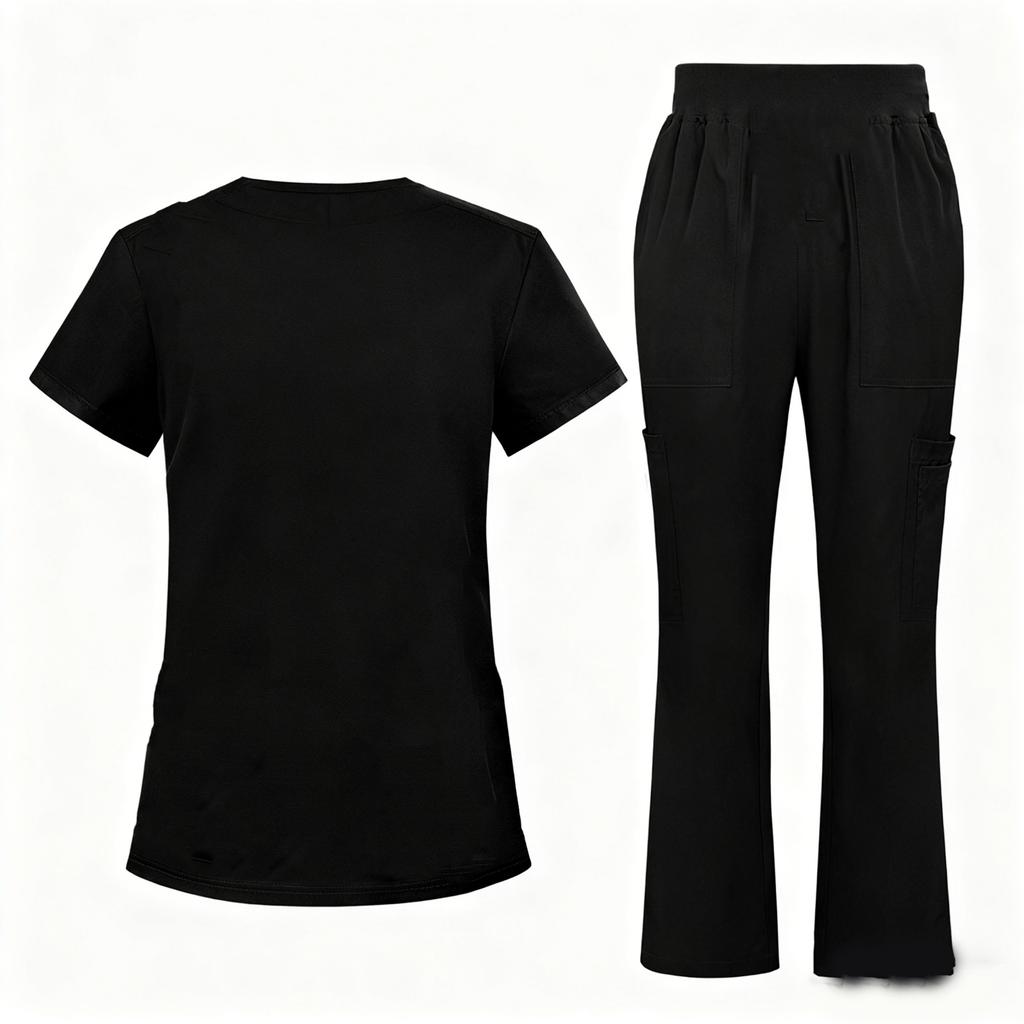 Ladies' Comfortable And Casual Solid Color Short Sleeved Pants Protective Suit Set
